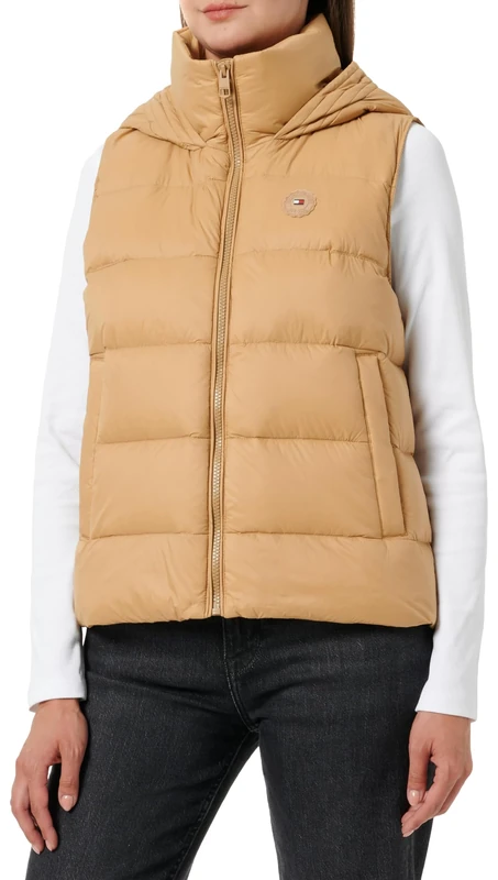 Tommy Hilfiger Women's Casual Down Gilet with Hood - Beige