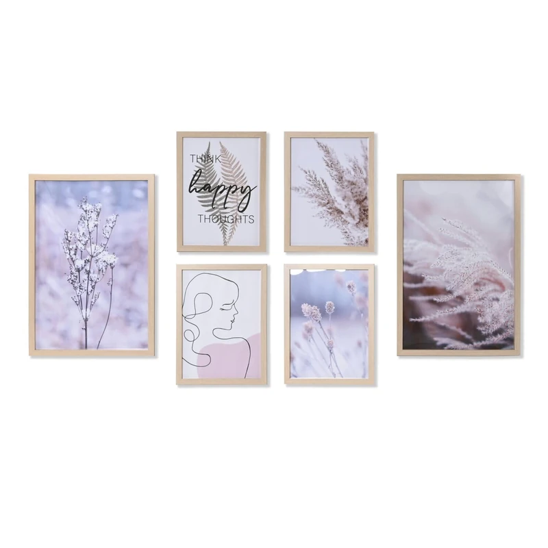 AlexandreHouse Cuadro Set of 6 Lime Pine 40 x 2 x 60 cm 30 x 40 cm Enmarcado - Image 1