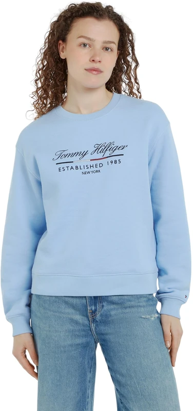 Tommy Hilfiger Women’s Round Neck Sweatshirt, Blue (Vessel Blue), XL