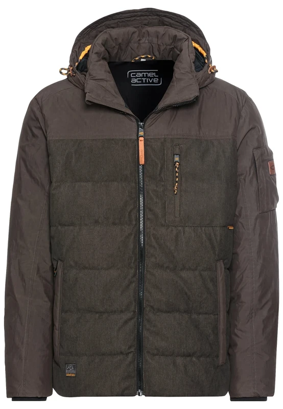 camel active Men's Quilted Blouson with Removable Hood, Green, 18