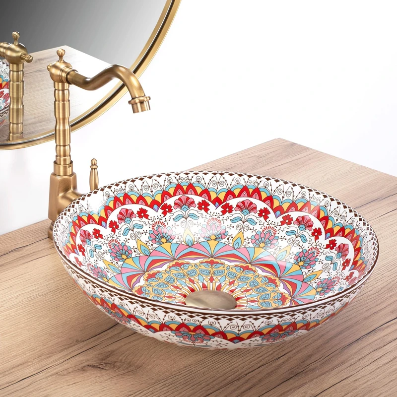 Rea REA-U6031 Bathroom Sink Made of Ceramic Peru-pattern-REA-U6031, Drawing, Peru 40x40x11,5cm