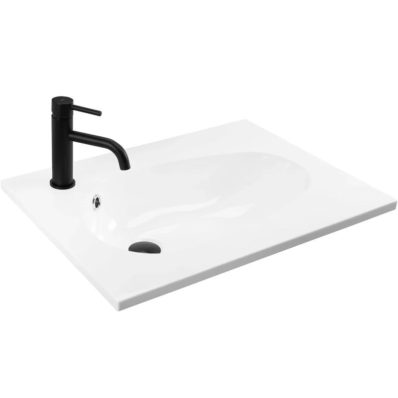 Rea REA-U6020 Bathroom Sink Made of Conglomerate Selena 60-white-REA-U6020, White