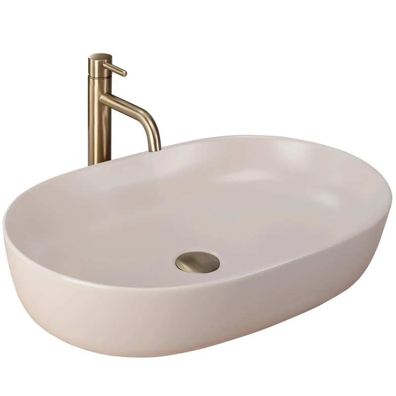 Rea Cleo 61 Beige MATT Countertop Wash Basin Bathroom 41.5 x 60.5 x 14 cm Ceramic (Beige)