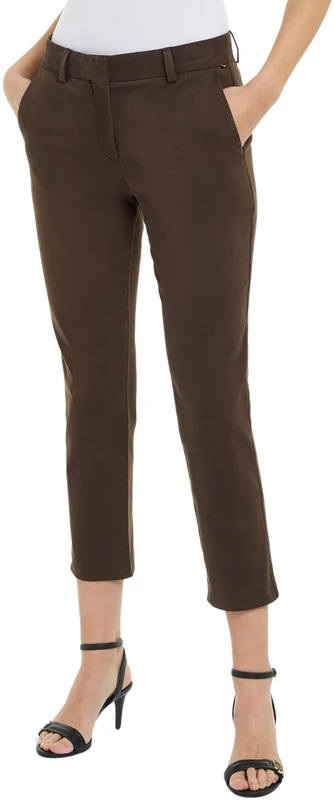 Tommy Hilfiger Women's Stretch Slim Ankle Length Chinos, Brown (Legacy Brown), 4
