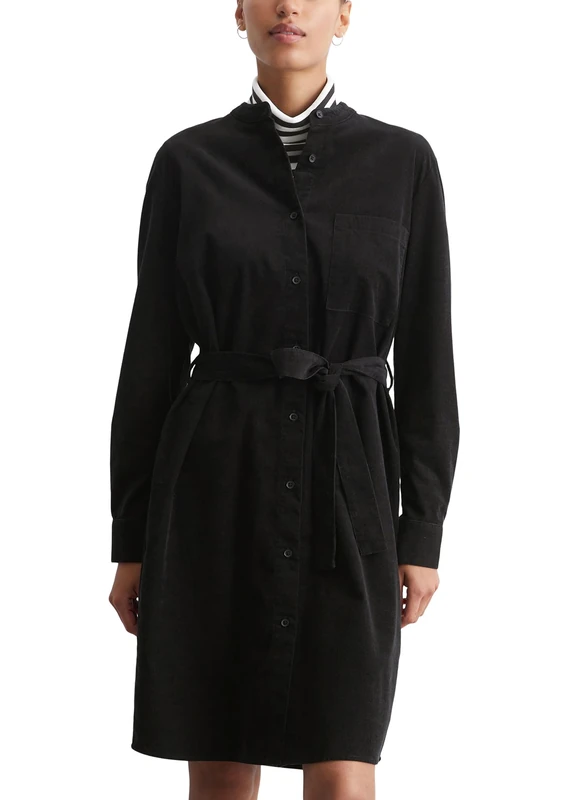 Marc OPolo Denim Women's Shirt Blouse Dress Made of Organic Cotton Knee-Length, Black, XL