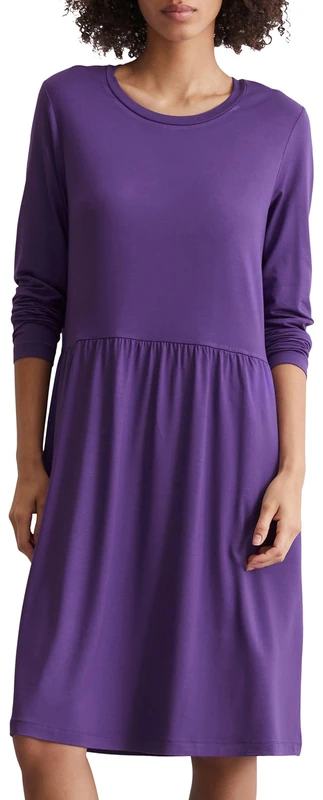 Marc O'Polo Denim Women's Jersey Dress with Stretch Content Long Sleeve, Active Purple, S