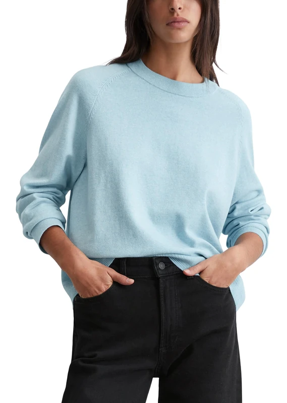 Marc O'Polo Denim Women's Knitted Jumper with Crew Neck, Regular Fit, Blue, S