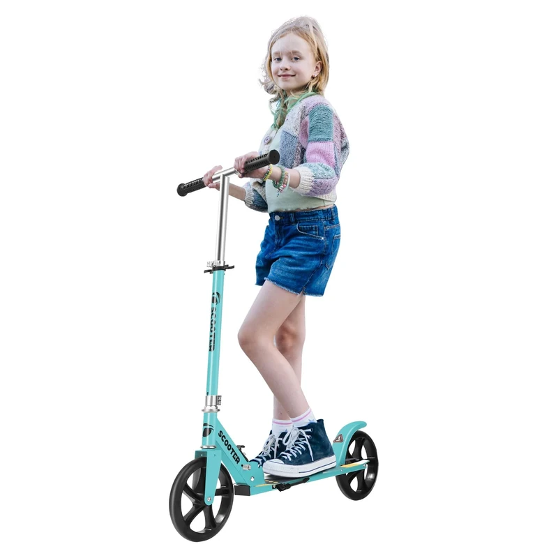 Hyiatyo Lightweight Big-Wheel Kick Scooter for Kids 8-12 & Teens 11-15 - 200 mm Extra-Large Wheels • Height-Adjustable Handlebar (88/93/99 cm) • Foldable Aluminium Frame for Adults Up to 100 kg