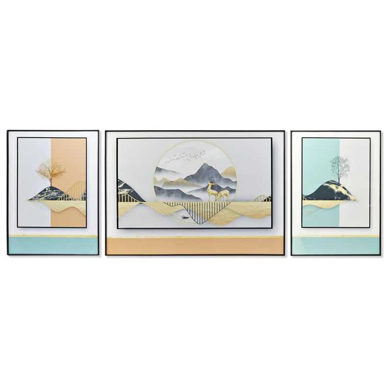 Cuadro Set of 3 Aluminium MDF 200 x 3 x 70 cm