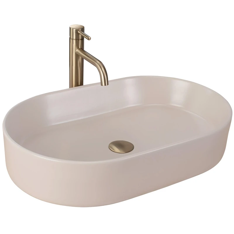 Rea Bathroom Sink Made of Ceramic Nadia 60 Beige Matt - Beige matt - REA-U9661