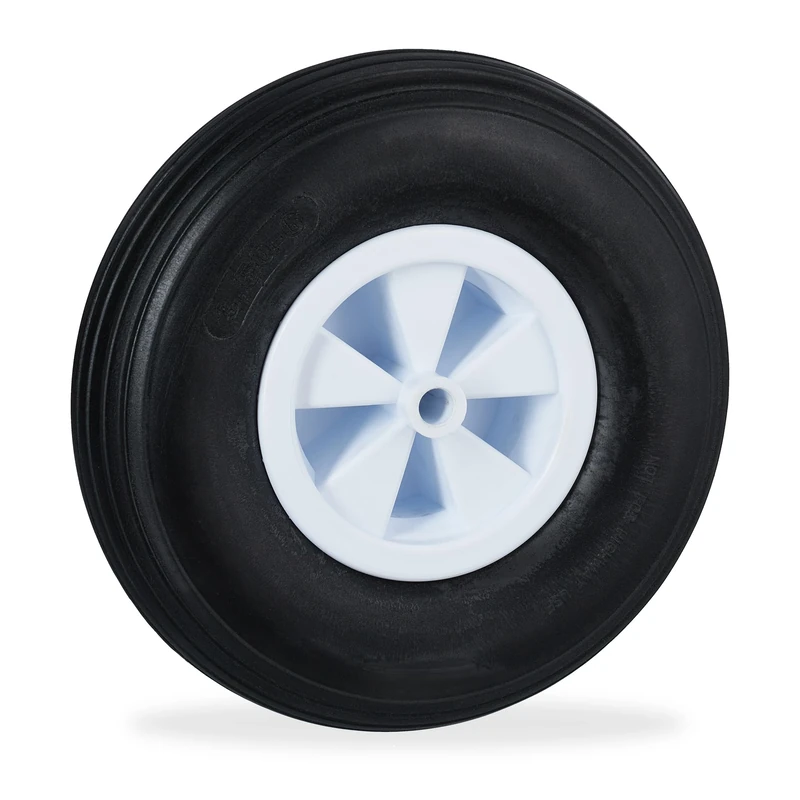 Relaxdays Wheelbarrow Tyre, Rubber, Spare Wheels, Puncture-Proof, 3.50-6", Max. Load 100 kg, 17 mm Axis, Black/White, 33 x 9 cm