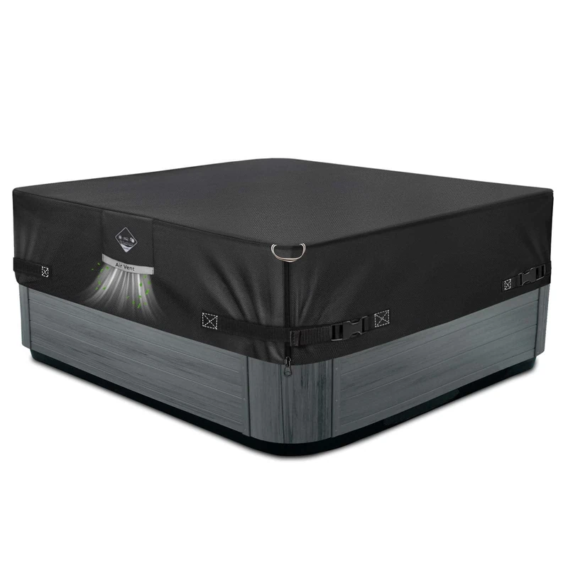 1000N Tearing Strength Hot Tub Cover Protector 76 x 76 inch fits 75 x 75, 74 x 74, 72 x 72 or 71 x 71 inch Square SPA, Hot Tub Covers Replacement-Black