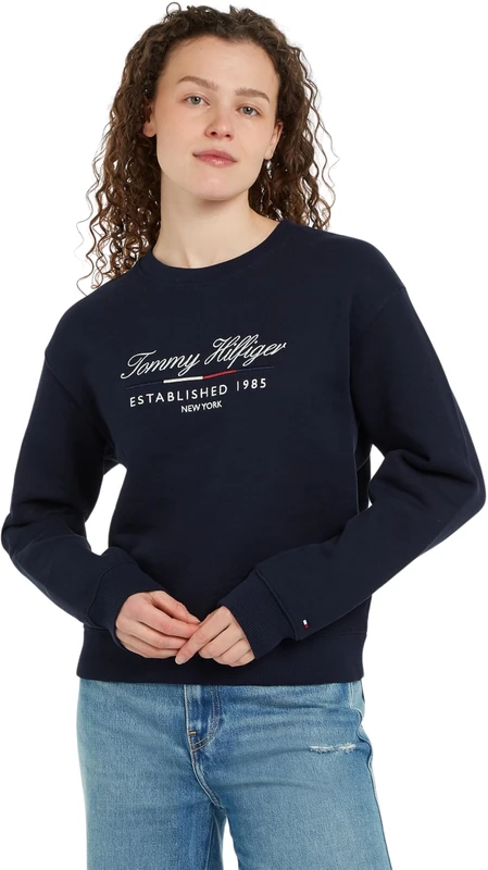 Tommy Hilfiger Women’s Round Neck Sweatshirt, Blue (Desert Sky), L