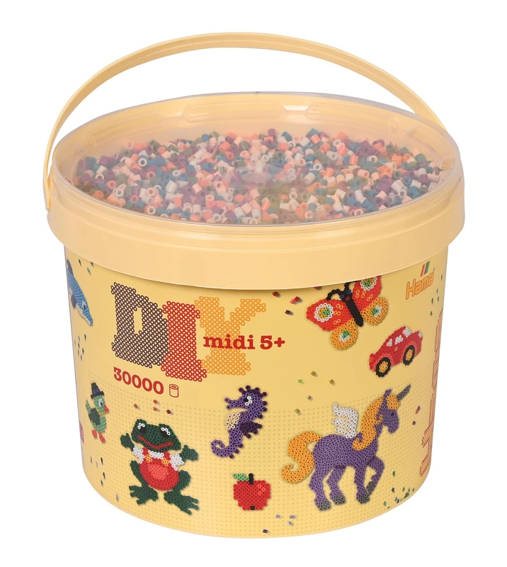 Hama Midi Beads Bucket | Approx. 30.000 Fuse Beads | Mosaic Decoration Arts & Craft for Creative Children Ages 5+ | Colour Mix 58 - Image 1