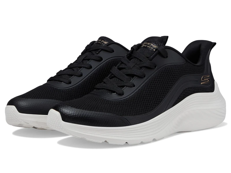 Skechers Womens Bobs Squad Waves Still Wading Trainers Black White