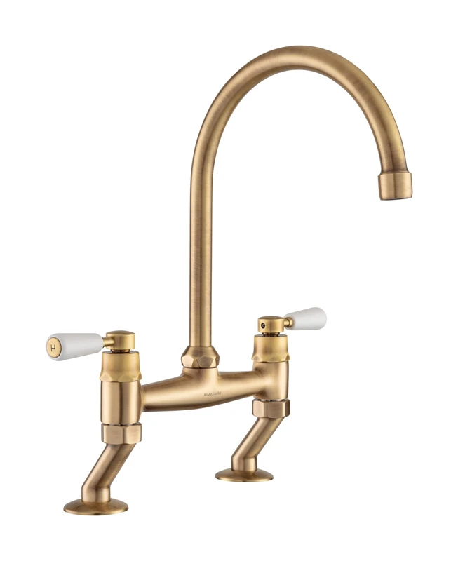 Rangemaster TBL3AB/WH Belfast Traditional - Antique Brass Tap, White