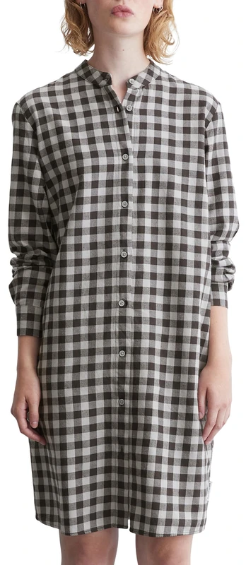Marc O'Polo Denim Women's Organic Cotton Checked Shirt Blouse Dress, m Grey_Multi_01, M