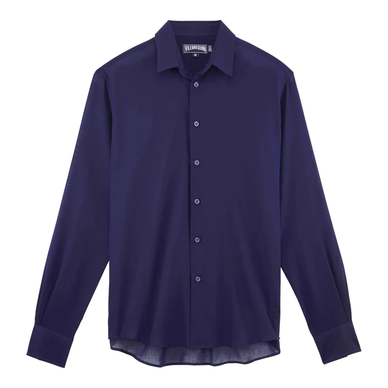 Vilebrequin, Cotton Voile Lightweight Shirt Solid, 4Xl, Navy