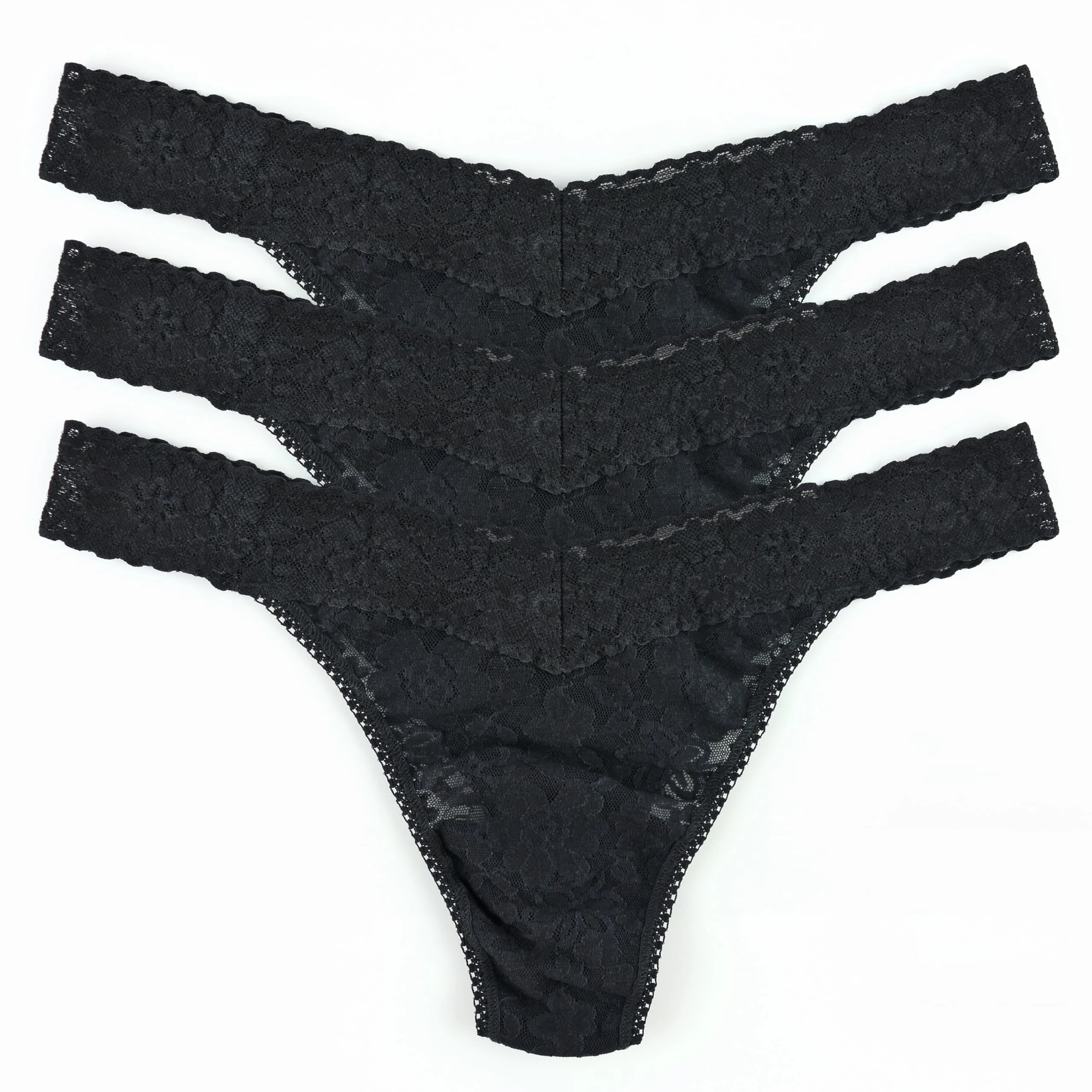 hanky panky 3PK ORG RISE THONGS IN POLYBAG One Size, (Fits 4-14), Black, Black, Black