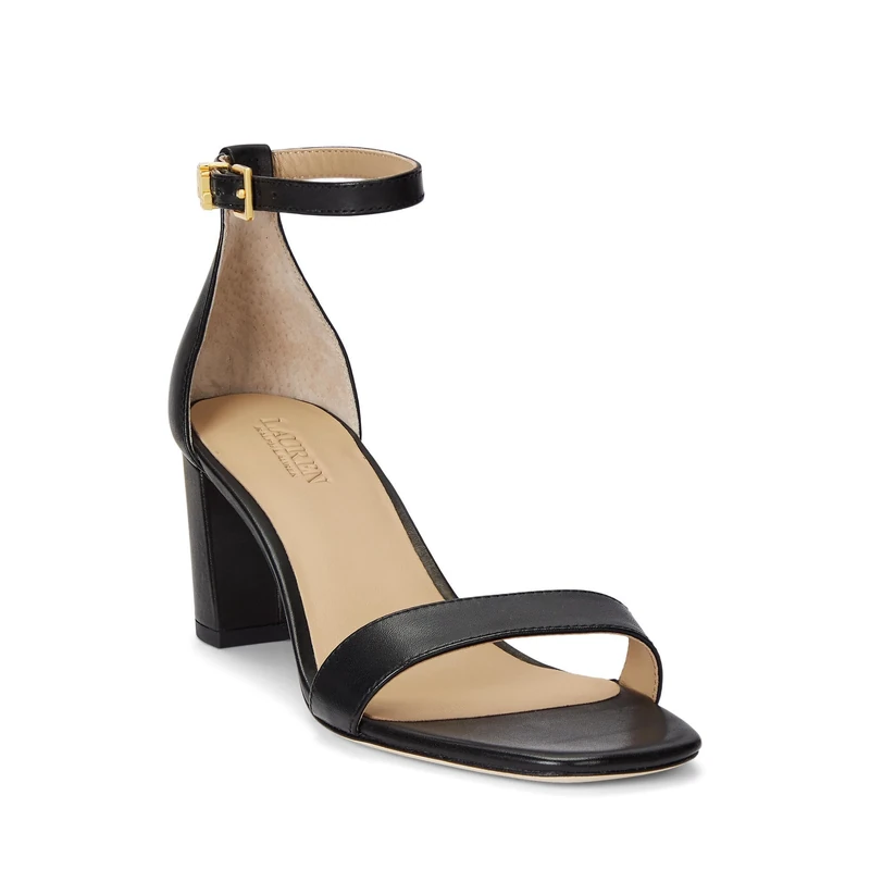 LAUREN Ralph Lauren Women's Logan Heeled Sandal, Black, 6 UK