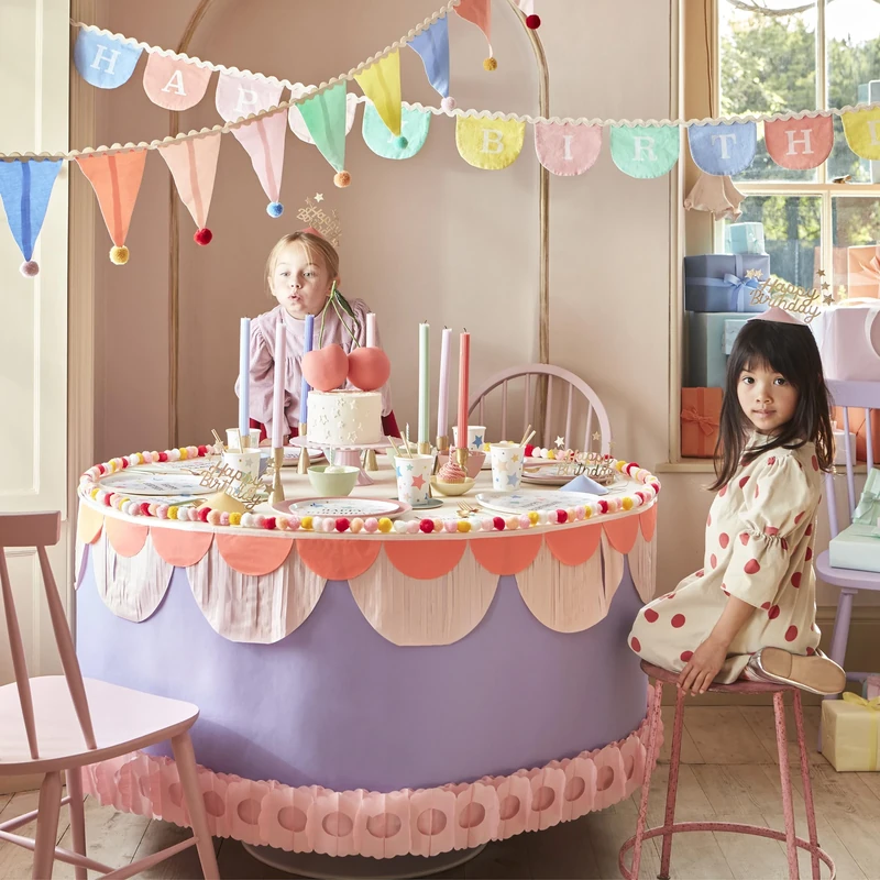 Meri Meri Happy Birthday Fabric Garland (Pack of 1). Garland length is 2.3m. Measures 3.4m including excess cord.