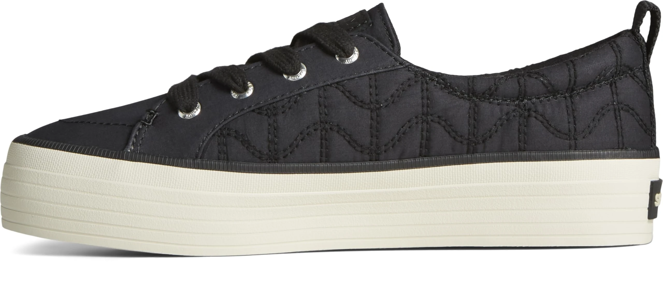 Sperry Women's Crest Vibe Platform Sneaker, Black Quilted, 7 Wide