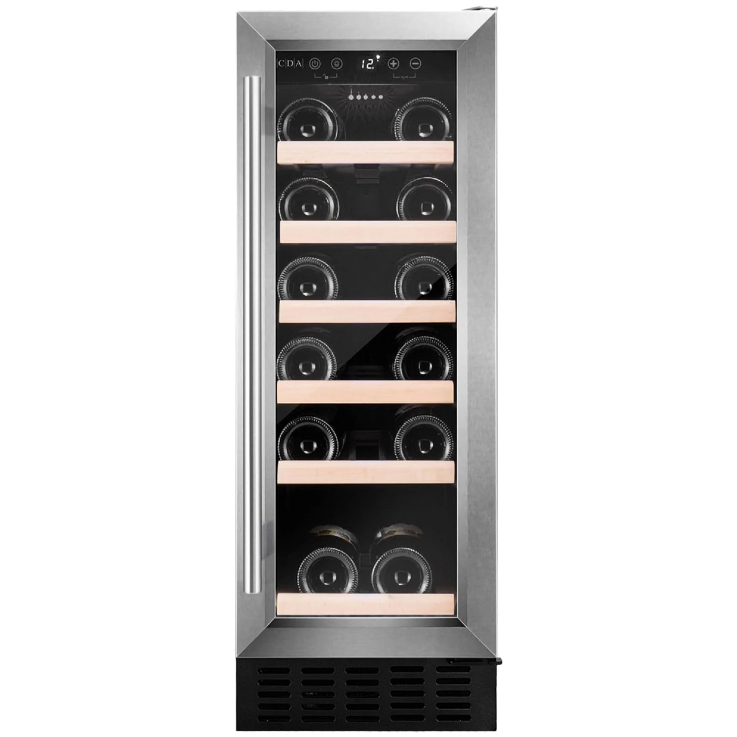 CDA 20 Bottle Capacity Single Zone Freestanding 30cm Under Counter Wine Cooler - Stainless Steel