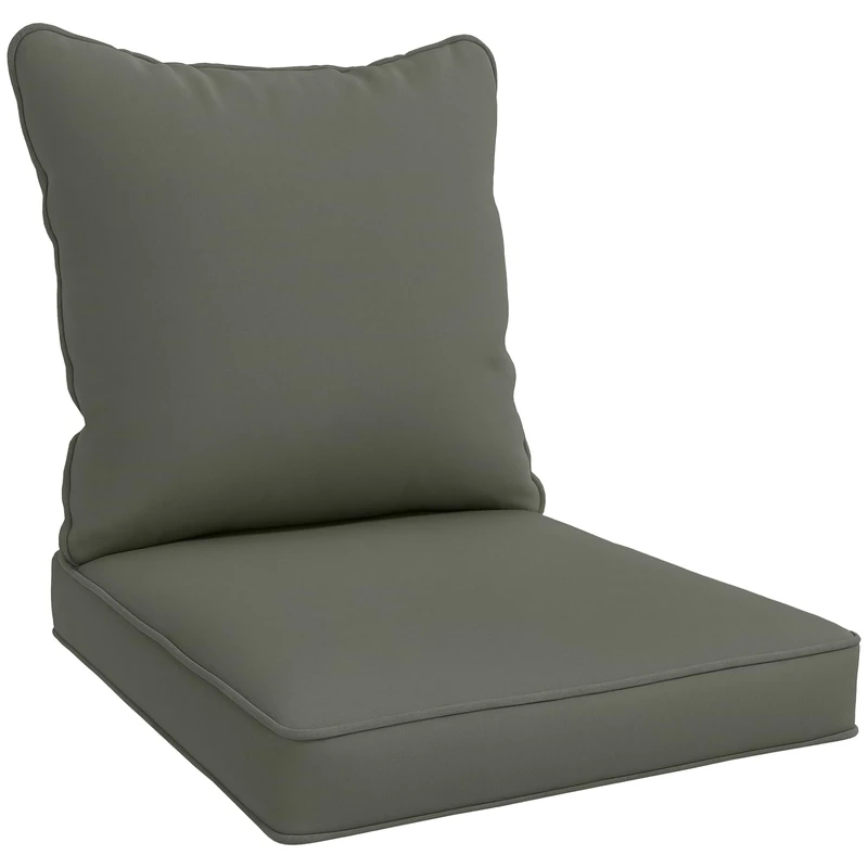 Outsunny Cushion Set with 1 Seat Cushion and 1 Back Pad for Dining Chair, Bench, Swing, Sofa, Water Repellent Outdoor Seat Pads for Indoor Outdoor Use, CUSHION ONLY, Charcoal Grey