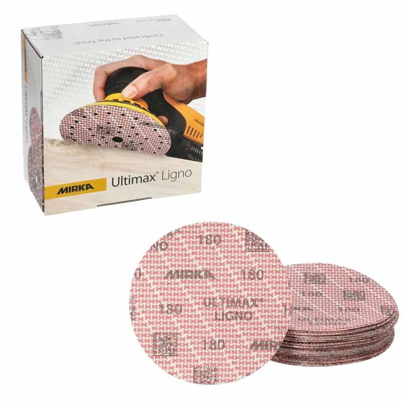 Mirka Ultimax Ligno Ø 150mm sanding discs Hook & Loop Multifit/grit 180/100 pieces/multi-perforation/for sanding wooden surfaces
