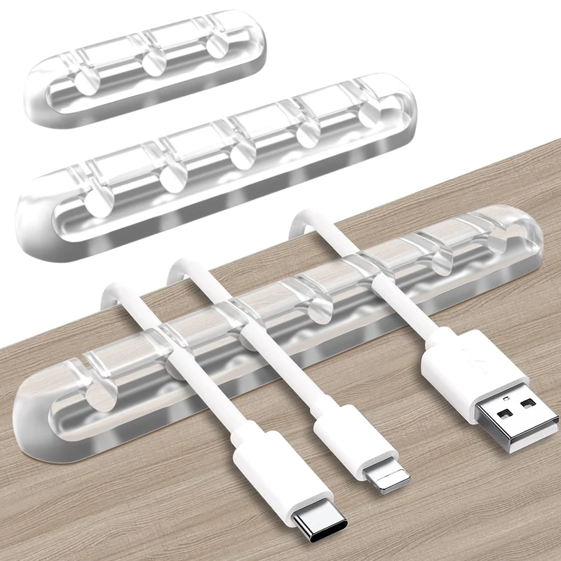 SOULWIT Cable Holder Clips, 3-Pack Cable Management Cord Organizer Clips Self Adhesive for Desktop USB Charging Cable Nightstand Power Cord Mouse Cable Wire PC Office Home