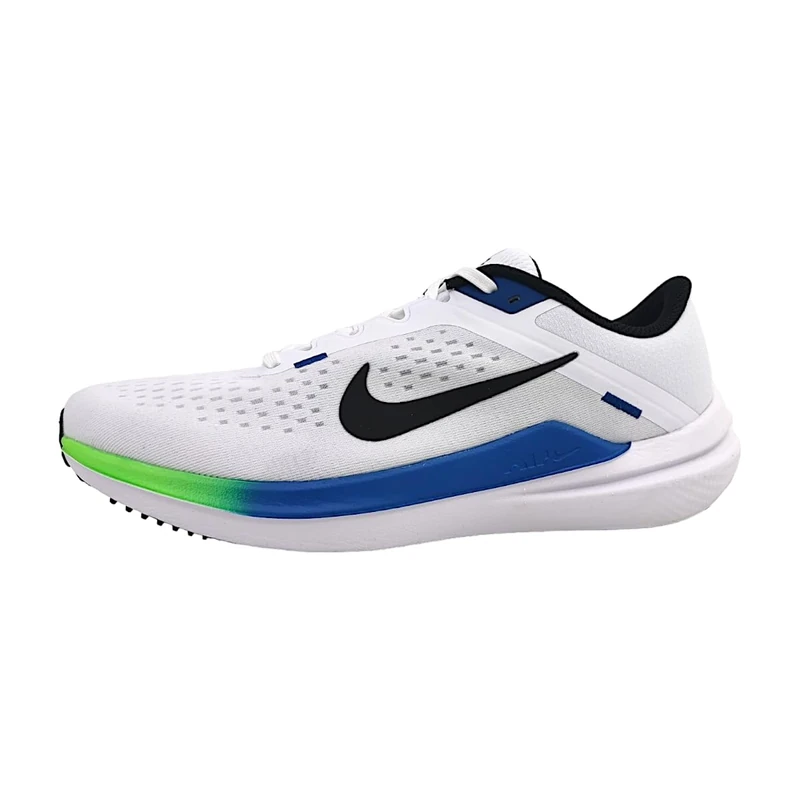 Nike Air Winflo 10 Road Running Shoe White/Black/Star Blue/Green St 11.5