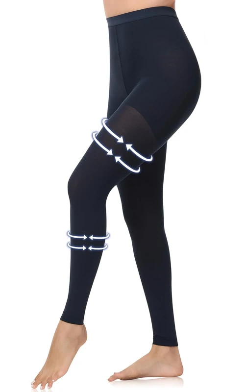 Beister Medical Compression Pantyhose for Women & Men, 20-30mmHg Graduated Support Tights, Opaque Footless Waist High Compression Stockings for Varicose Veins, Edema, Flight