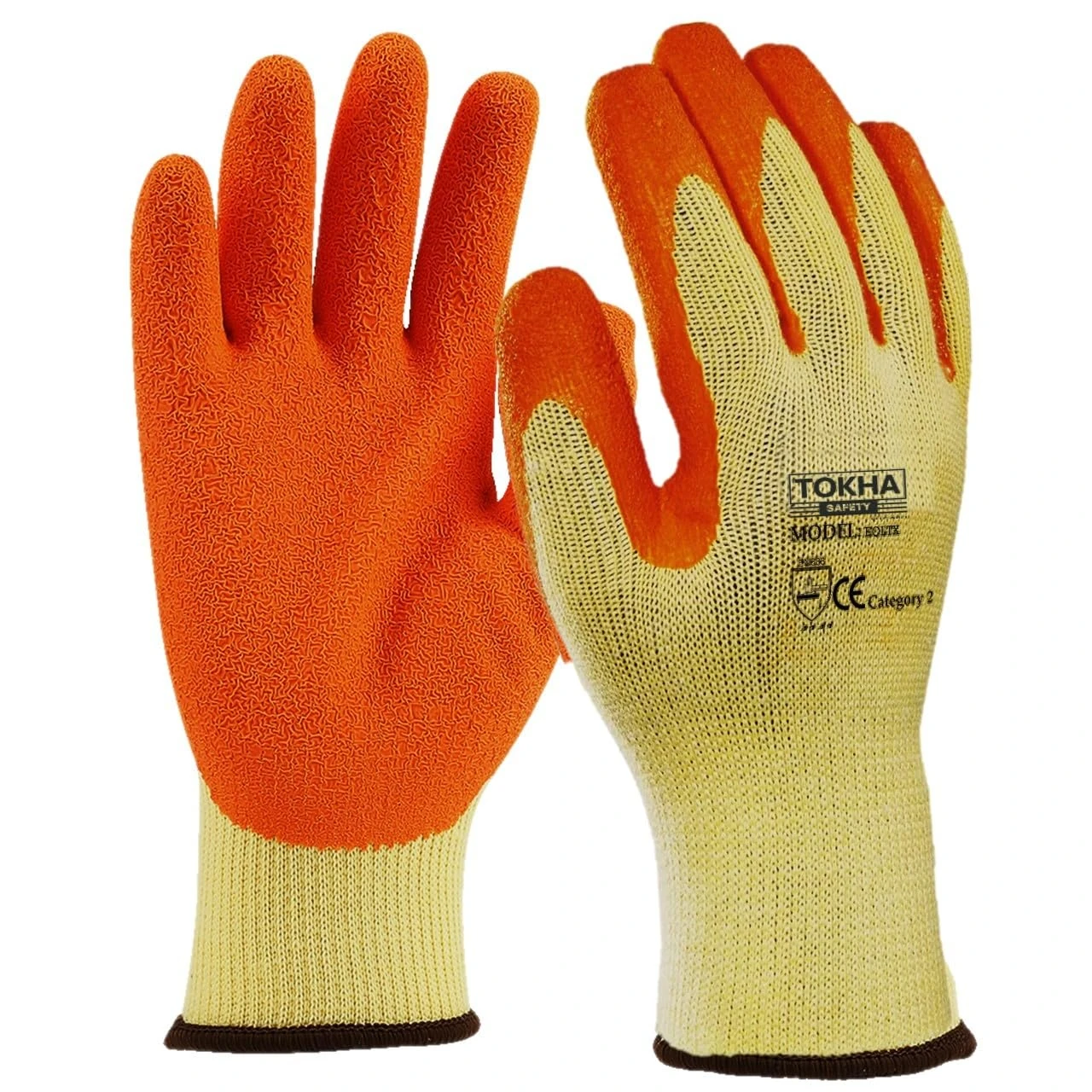 24 Pairs of Rubber Latex Coated Work Gloves for Men - Ideal for Safety, Builders, and Gardening (Orange, Medium)