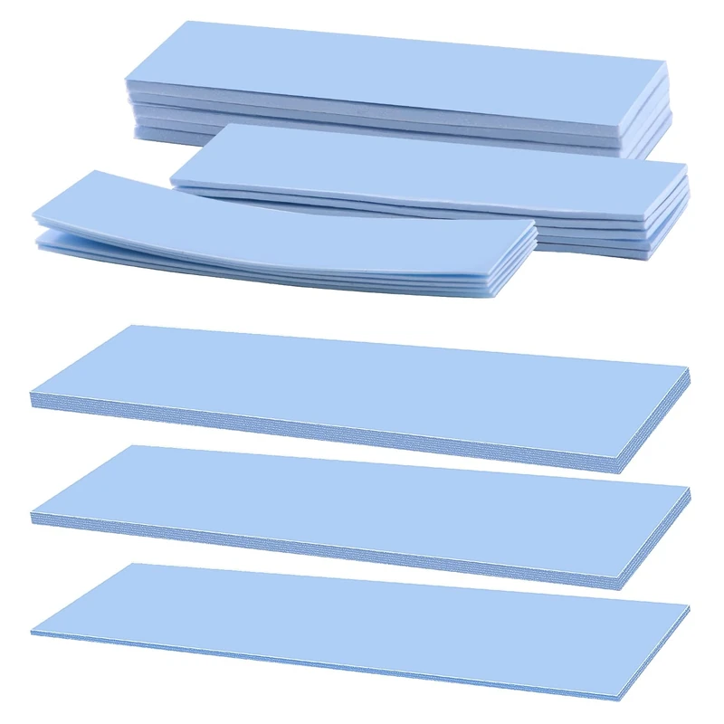 VooGenzek 15 PCS Assorted Thickness 0.5/1/1.5 mm Silicone Thermal Pad with 6.0 W/mk Thermal Conductivity, Reusable Thermal Conductive Silicone Pad, for SSD CPU GPU LED IC Chipset Cooling