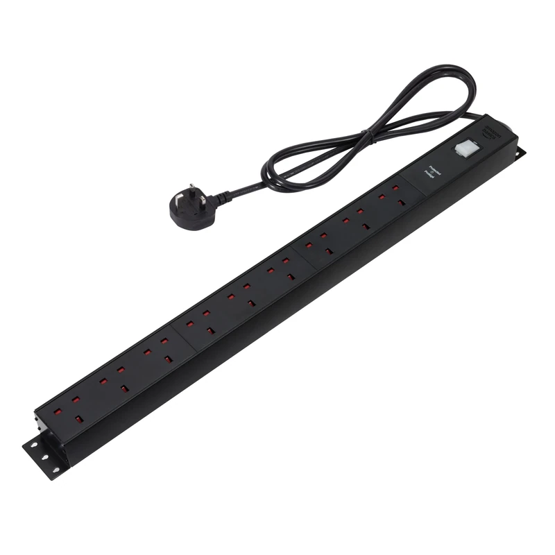 Amazon Basics Heavy-Duty Metal Surge Protector Power Strip, 9 Outlets (UK Plug), 600 J, 1.8 m Cord, Black, Rectangle