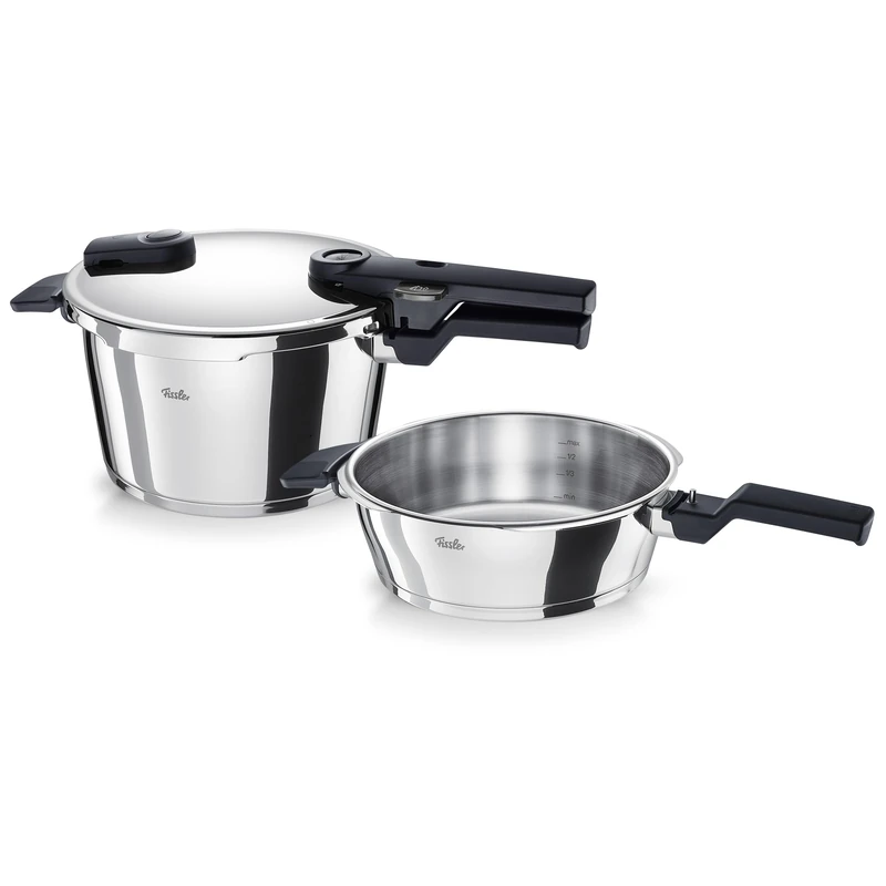Fissler Vitaquick 3-Piece Pressure Cooker Set (1 Pressure Cooker 4.5 L + 1 Quick Frying Pan 2.5 L - Diameter 22 cm) - Induction