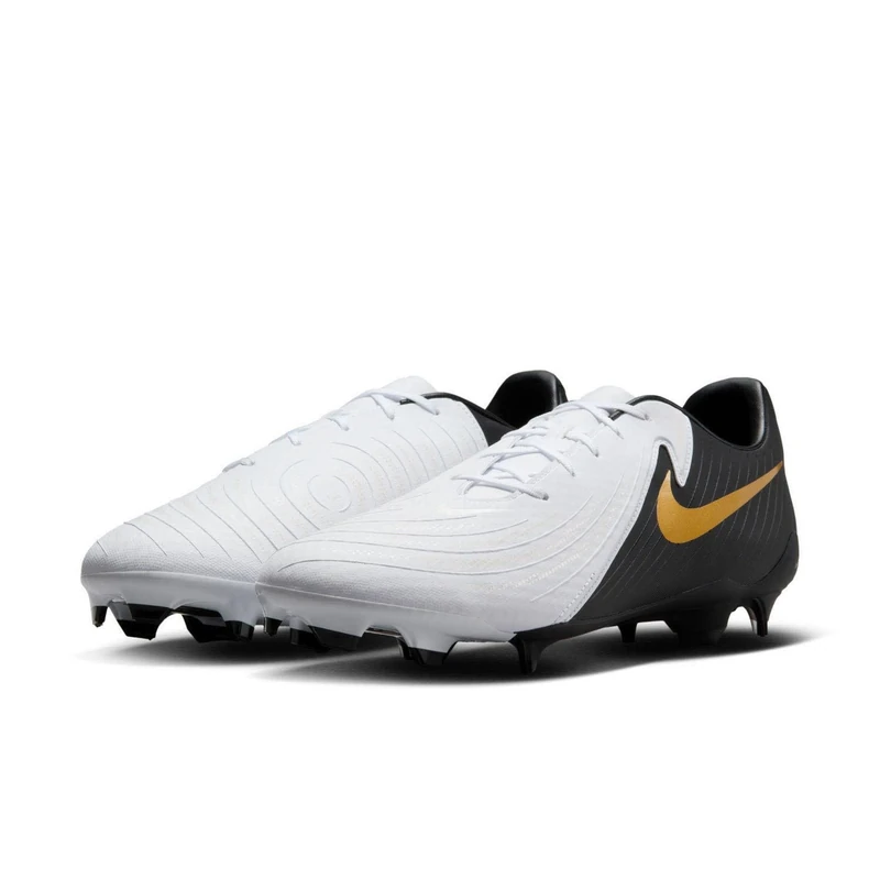 Nike Phantom Gx II Academy Fg/Mg Football Shoe White/Black/MTLC Gold Coin 6
