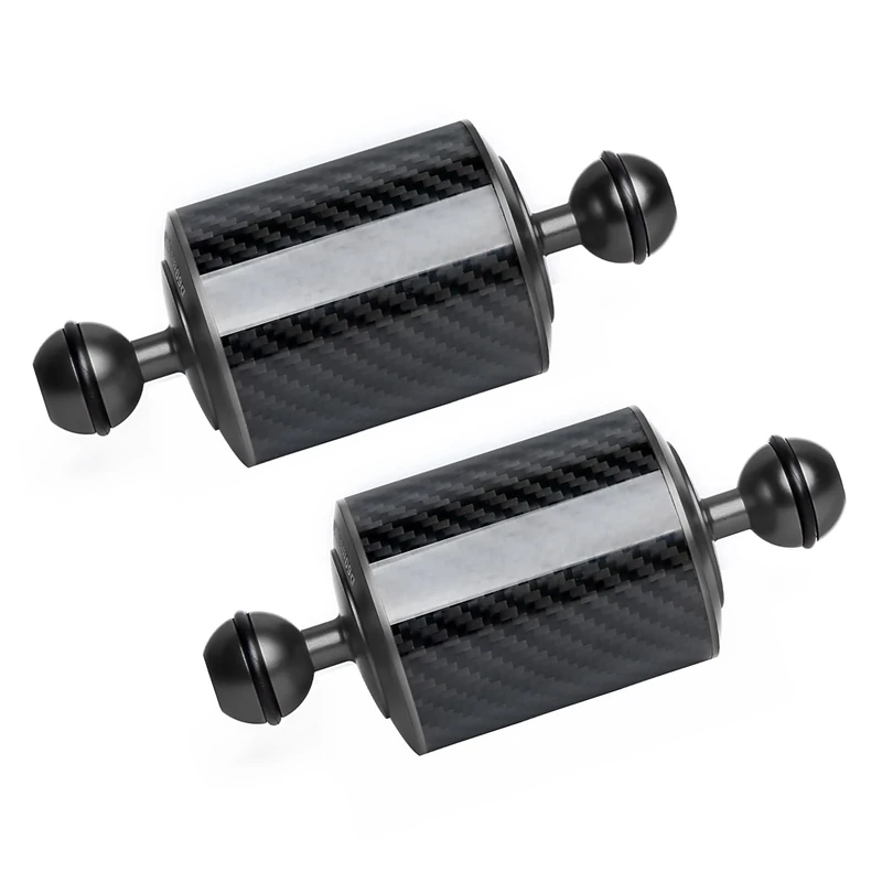 LetonPower Black 5" Carbon Fiber Underwater Float Arm (2-Pack) - Ultralight Dual 1" Ball Buoyancy System for Diving Tray Video Lights & Strobes