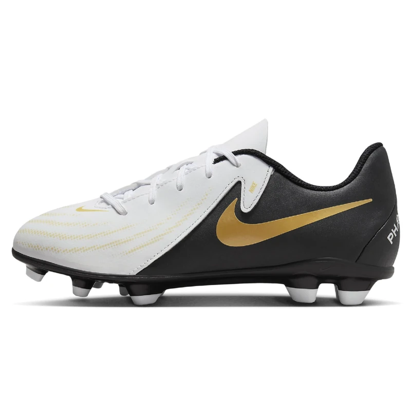 Nike Unisex Kids Phantom Gx Ii Academy Fg/Mg Football Shoe, White Black MTLC Gold Coin, 5 UK