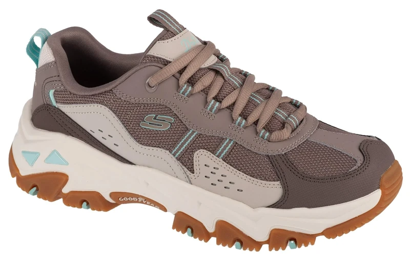 Skechers Women's D'Lites Hiker Sneaker, Chocolate Leather/Synthetic/Tan Trim, 5 UK