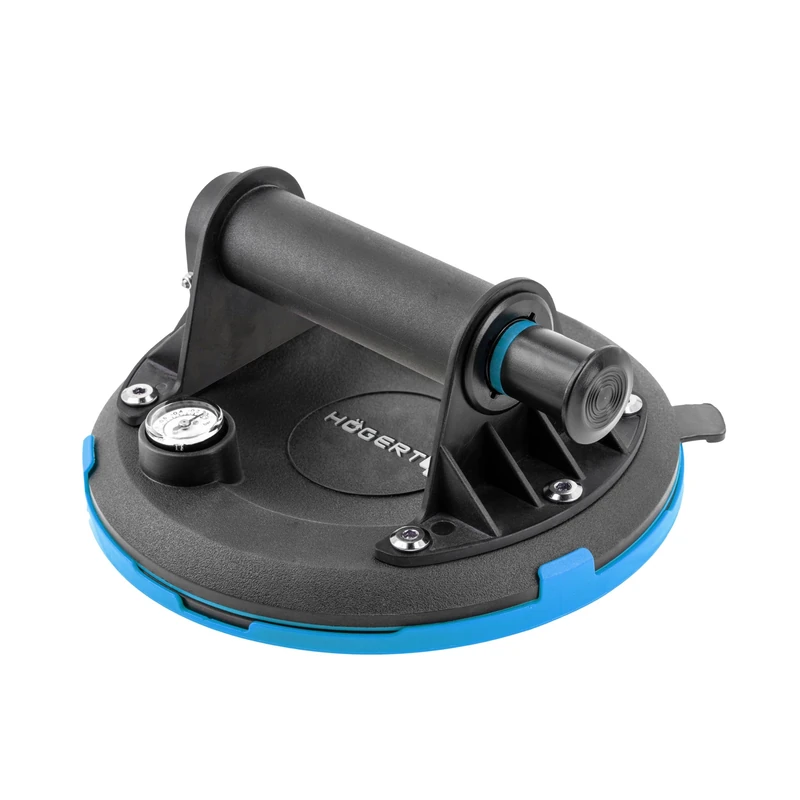 Högert Technik - 200 mm Hand Cup with Pressure Gauge, Maximum Load: 190 kg, Hand Vacuum Cleaner, Heavy Duty Suction Lifter, Suction Cup is Used When Transporting Window Glass, Smooth Objects
