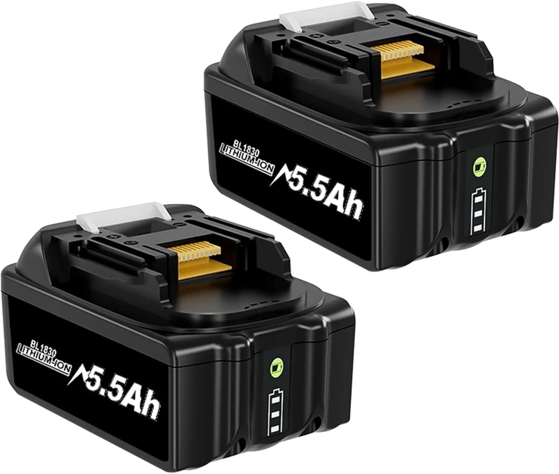 SURFOU 2 Pack 5500mAh BL1830 Li-ion Replacement Battery Compatible with Makita 18V Batteries BL1830 BL1840 BL1850 BL1860 BL1820 BL1835 BL1845 LXT-400 with LED Indicator