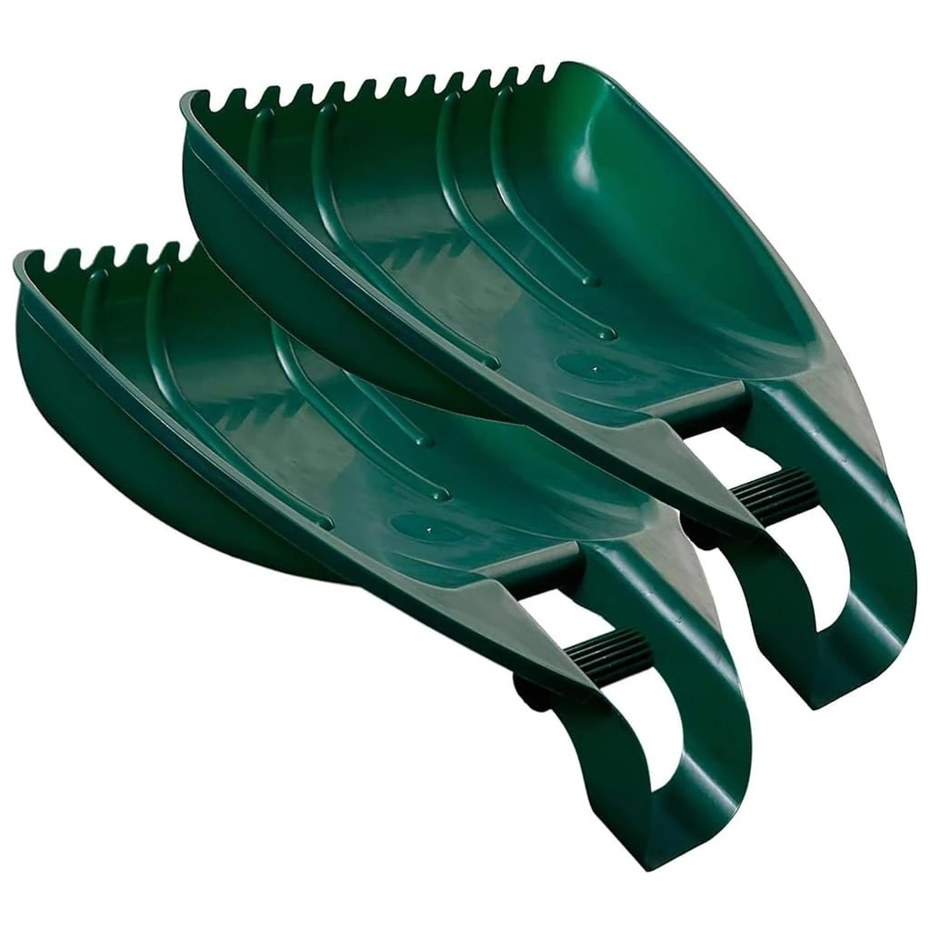 Set Of 2 Strong Green Plastic Lightweight Outdoor Garden Waste Leaf Collector Easy To Use Leaf Grabber With a Secure Grip Handle