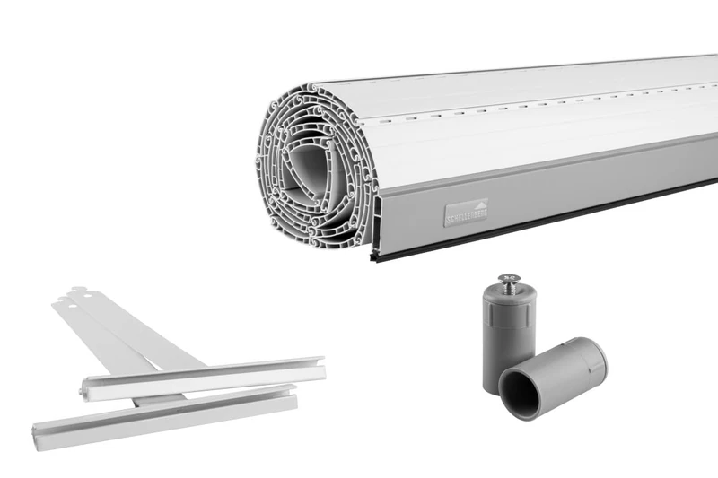Schellenberg 39020 100 x 120 cm White Roller Shutter Set PVC Maxi for 60 mm Steel Tube Shafts Width Can Be Shortened Including Roller Shutter Suspension Spring Aluminium End Strip Roller Shutter