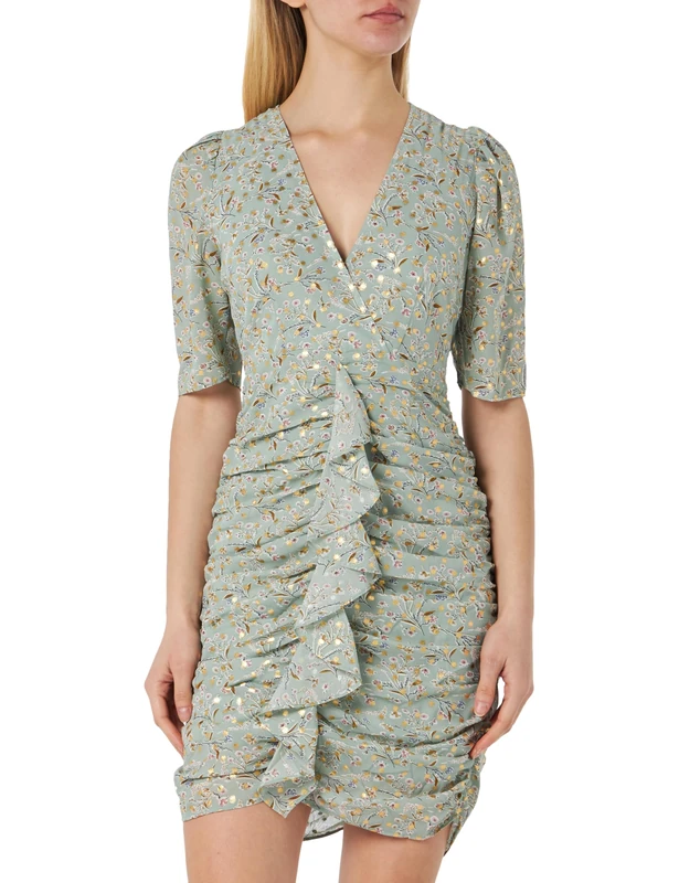 nolie Women's Draped Dress, Green Multicoloured, M