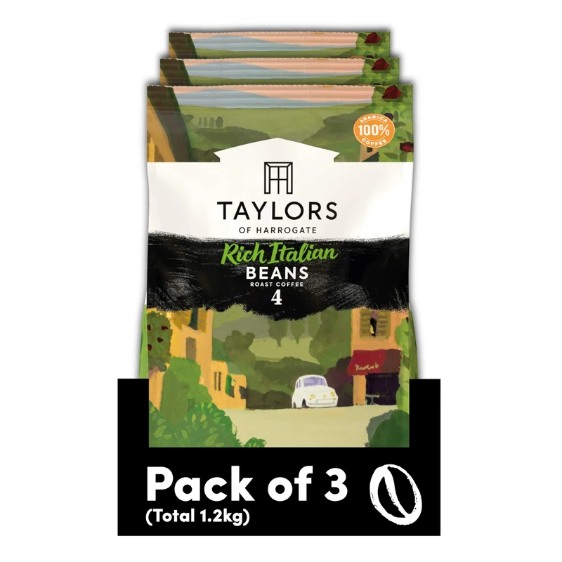 Taylors of Harrogate Rich Italian Coffee Beans, 400 g (Pack of 3 - Total 1.2 kg)