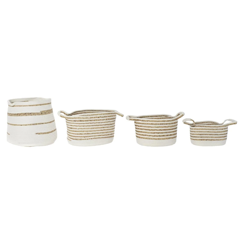 Basket Set of 4 Algodon Seagrass 36 x 36 x 34 cm Blue