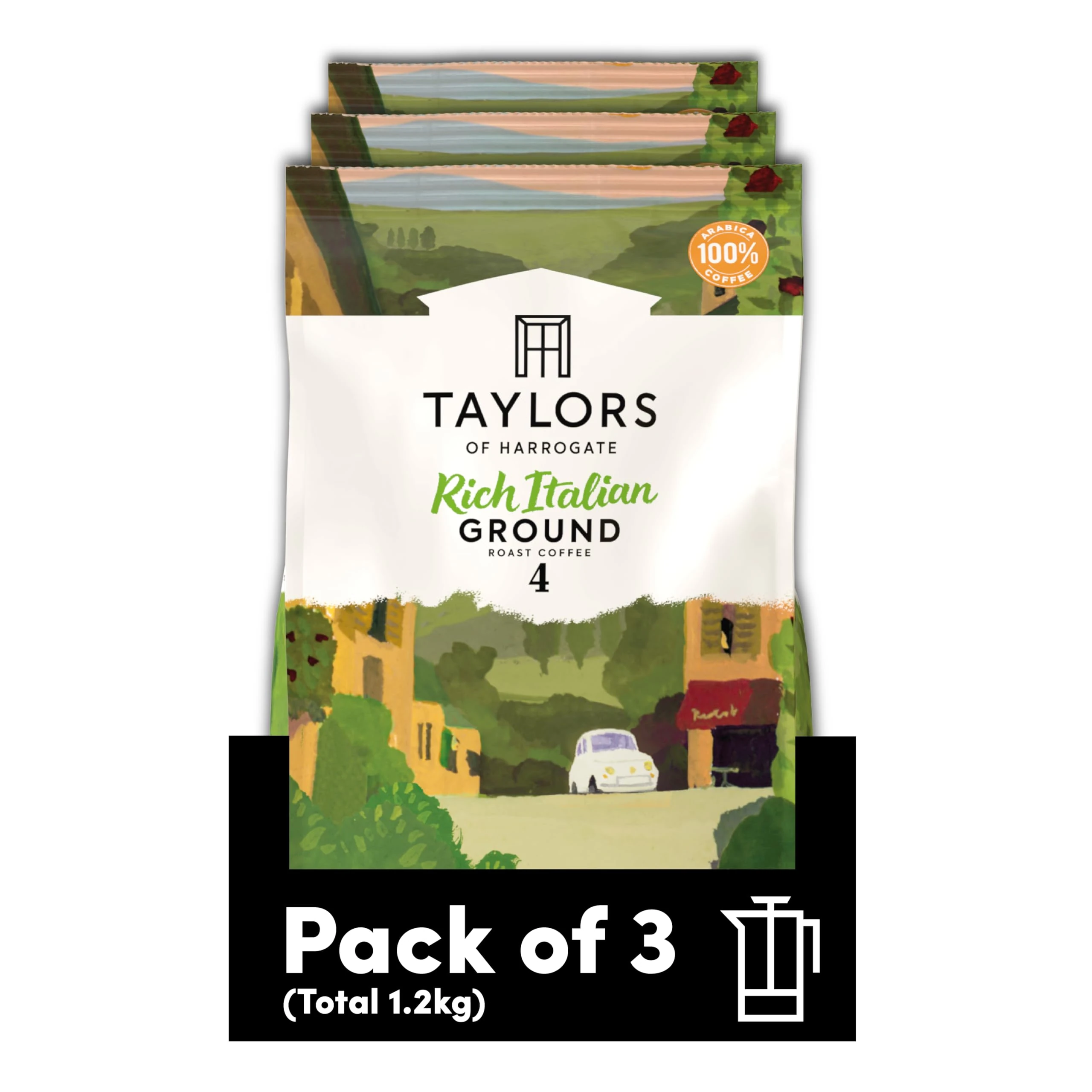 Taylors of Harrogate Rich Italian Ground Coffee, 400 g (Pack of 3 - Total 1.2 kg)