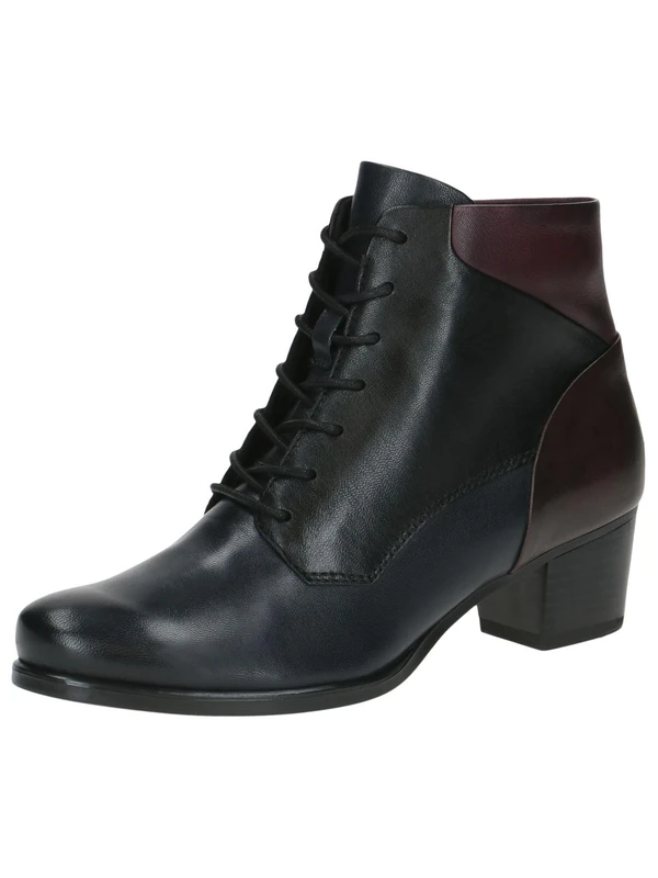 CAPRICE women's lace-up leather ankle boots with block heel, Multicolor (Multi Nappa), 4.5 UK