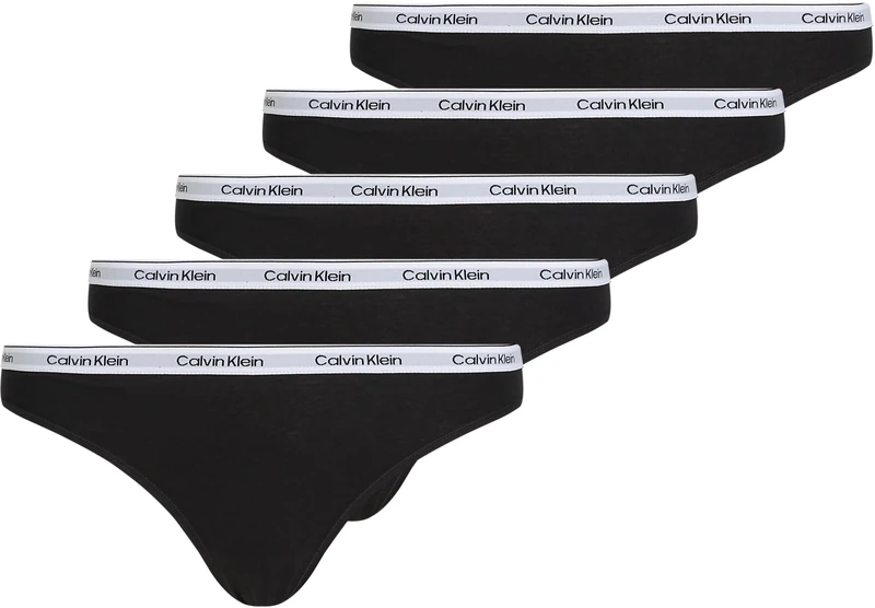 Calvin Klein Women's 5 Pack Low Rise Bikini Briefs Underwear, Multicolor (Black/Black/Black/Black/Black), S